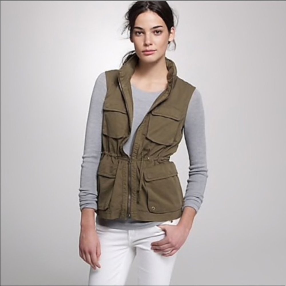 J. Crew Army Green Twill Utility Vest